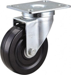 Value Collection - 4" Diam x 1-1/4" Wide x 5-1/8" OAH Top Plate Mount Swivel Caster - Hard Rubber, 200 Lb Capacity, Ball Bearing, 3-1/4 x 4" Plate - Apex Tool & Supply
