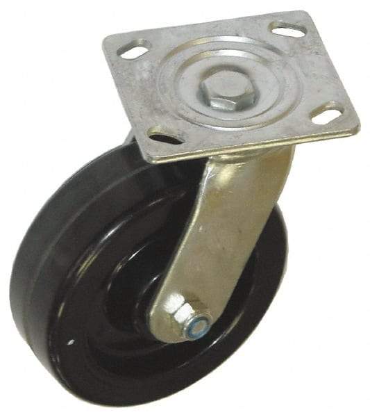 Value Collection - 4" Diam x 2" Wide x 5-5/8" OAH Top Plate Mount Swivel Caster - Phenolic, 1,000 Lb Capacity, Roller Bearing, 4 x 4-1/2" Plate - Apex Tool & Supply