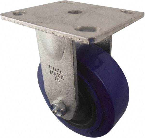 Value Collection - 5" Diam x 2" Wide x 6-1/2" OAH Top Plate Mount Rigid Caster - Polypropylene, 580 Lb Capacity, Roller Bearing, 4 x 4-1/2" Plate - Apex Tool & Supply