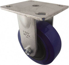 Value Collection - 5" Diam x 2" Wide x 6-1/2" OAH Top Plate Mount Rigid Caster - Polypropylene, 580 Lb Capacity, Roller Bearing, 4 x 4-1/2" Plate - Apex Tool & Supply