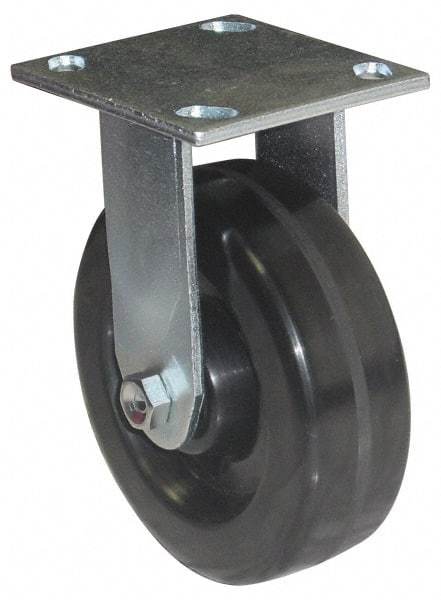 Value Collection - 4" Diam x 1-1/2" Wide x 5-5/8" OAH Top Plate Mount Rigid Caster - Phenolic, 600 Lb Capacity, Roller Bearing, 4 x 4-1/2" Plate - Apex Tool & Supply
