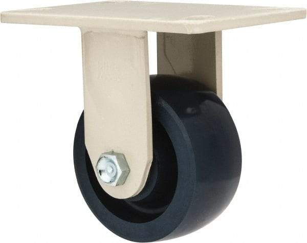 Value Collection - 4" Diam x 2" Wide x 5-5/8" OAH Top Plate Mount Rigid Caster - Polyurethane, 600 Lb Capacity, Roller Bearing, 4-1/2 x 6-1/4" Plate - Apex Tool & Supply