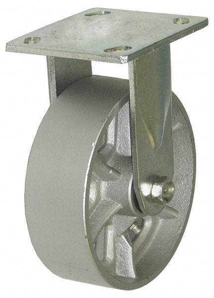 Value Collection - 4" Diam x 2" Wide x 5-5/8" OAH Top Plate Mount Rigid Caster - Semi-Steel, 1,000 Lb Capacity, Roller Bearing, 4-1/2 x 6-1/4" Plate - Apex Tool & Supply