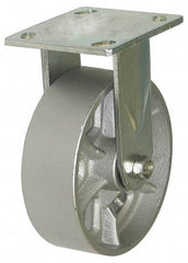 Value Collection - 4" Diam x 2" Wide x 5-5/8" OAH Top Plate Mount Rigid Caster - Semi-Steel, 1,000 Lb Capacity, Roller Bearing, 4-1/2 x 6-1/4" Plate - Apex Tool & Supply