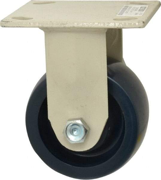 Value Collection - 4" Diam x 2" Wide x 5-5/8" OAH Top Plate Mount Rigid Caster - Polyurethane, 600 Lb Capacity, Delrin Bearing, 4 x 4-1/2" Plate - Apex Tool & Supply