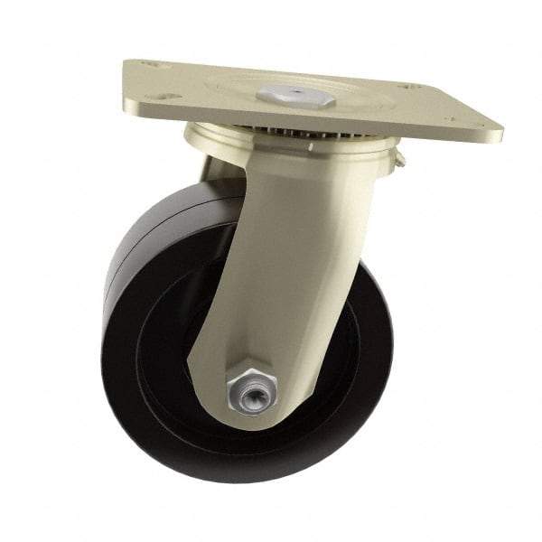 Value Collection - 4" Diam x 2" Wide x 5-5/8" OAH Top Plate Mount Swivel Caster - Polyurethane, 600 Lb Capacity, Delrin Bearing, 4 x 4-1/2" Plate - Apex Tool & Supply