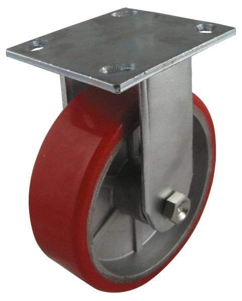 Value Collection - 8" Diam x 2" Wide x 9-1/2" OAH Top Plate Mount Rigid Caster - Polyurethane, 990 Lb Capacity, Roller Bearing, 4 x 4-1/2" Plate - Apex Tool & Supply