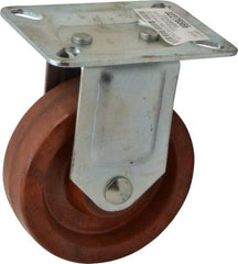 Value Collection - 4" Diam x 1-1/4" Wide x 5-1/8" OAH Top Plate Mount Rigid Caster - Phenolic, 375 Lb Capacity, Plain Bearing, 3-1/4 x 4" Plate - Apex Tool & Supply