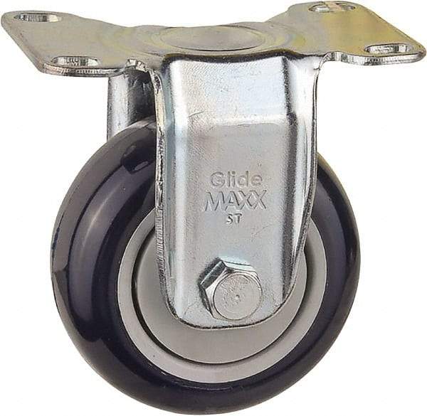 Value Collection - 3" Diam x 1-1/4" Wide x 3-3/4" OAH Top Plate Mount Rigid Caster - Polyurethane, 210 Lb Capacity, Ball Bearing, 3-5/8 x 2-7/8" Plate - Apex Tool & Supply