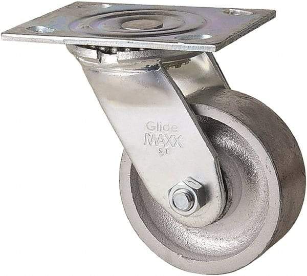 Value Collection - 4" Diam x 1-1/2" Wide x 5" OAH Top Plate Mount Swivel Caster - Semi-Steel, 400 Lb Capacity, Plain Bearing, 4 x 5" Plate - Apex Tool & Supply