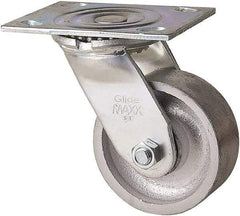 Value Collection - 4" Diam x 1-1/2" Wide x 5" OAH Top Plate Mount Swivel Caster - Semi-Steel, 400 Lb Capacity, Plain Bearing, 4 x 5" Plate - Apex Tool & Supply