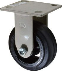 Value Collection - 5" Diam x 2" Wide, Hard Rubber Rigid Caster - 675 Lb Capacity, Top Plate Mount, 4" x 4-1/2" Plate, Delrin Bearing - Apex Tool & Supply