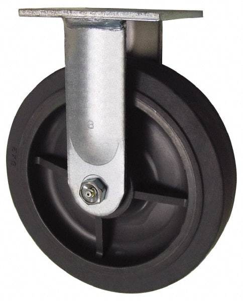 Value Collection - 8" Diam x 2" Wide x 9-1/2" OAH Top Plate Mount Rigid Caster - Soft Rubber, 675 Lb Capacity, Roller Bearing, 4 x 4-1/2" Plate - Apex Tool & Supply