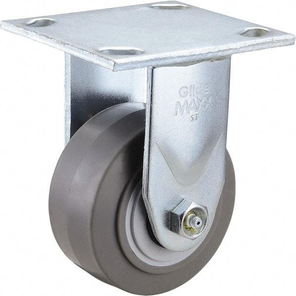 Value Collection - 4" Diam x 2" Wide x 5-5/8" OAH Top Plate Mount Rigid Caster - TPR, 300 Lb Capacity, Roller Bearing, 4 x 4-1/2" Plate - Apex Tool & Supply