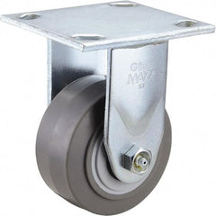 Value Collection - 4" Diam x 2" Wide x 5-5/8" OAH Top Plate Mount Rigid Caster - TPR, 300 Lb Capacity, Roller Bearing, 4 x 4-1/2" Plate - Apex Tool & Supply