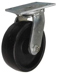 Value Collection - 5" Diam x 2" Wide x 6-1/2" OAH Top Plate Mount Swivel Caster - Polypropylene, 580 Lb Capacity, Roller Bearing, 4 x 4-1/2" Plate - Apex Tool & Supply