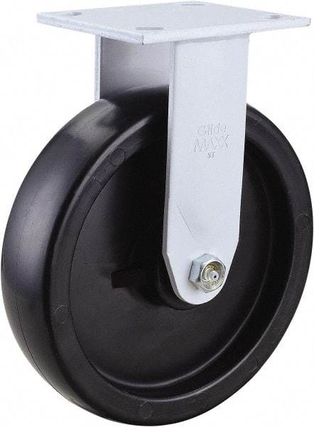 Value Collection - 8" Diam x 2" Wide x 9-1/2" OAH Top Plate Mount Rigid Caster - Polypropylene, 800 Lb Capacity, Roller Bearing, 4 x 4-1/2" Plate - Apex Tool & Supply