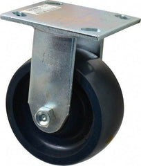 Value Collection - 5" Diam x 2" Wide x 6-1/2" OAH Top Plate Mount Rigid Caster - Polyurethane, 650 Lb Capacity, Roller Bearing, 4 x 4-1/2" Plate - Apex Tool & Supply