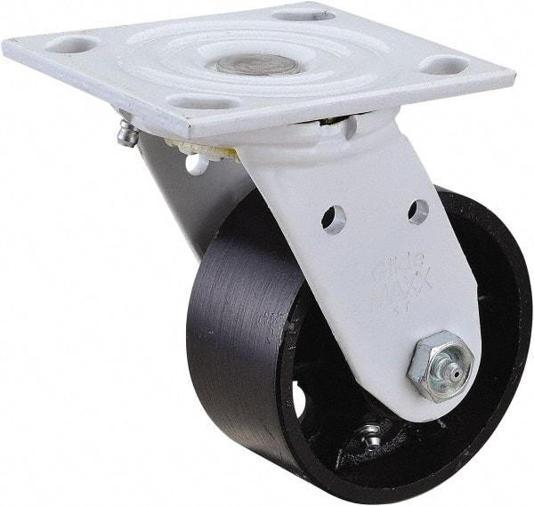 Value Collection - 4" Diam x 2" Wide x 5-5/8" OAH Top Plate Mount Swivel Caster - Semi-Steel, 1,000 Lb Capacity, Plain Bearing, 4 x 4-1/2" Plate - Apex Tool & Supply