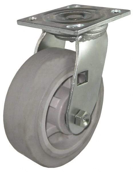 Value Collection - 4" Diam x 2" Wide x 5-5/8" OAH Top Plate Mount Swivel Caster - Soft Rubber, 350 Lb Capacity, Roller Bearing, 4 x 4-1/2" Plate - Apex Tool & Supply
