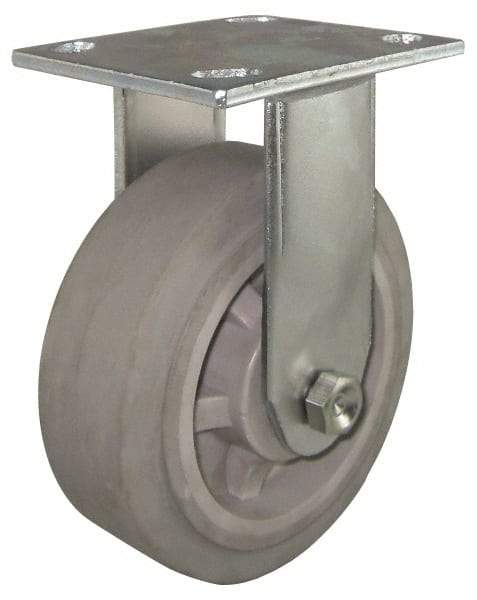 Value Collection - 4" Diam x 1-1/2" Wide x 5-5/8" OAH Top Plate Mount Rigid Caster - Rubber, 250 Lb Capacity, Roller Bearing, 4 x 4-1/2" Plate - Apex Tool & Supply