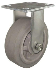 Value Collection - 4" Diam x 1-1/2" Wide x 5-5/8" OAH Top Plate Mount Rigid Caster - Rubber, 250 Lb Capacity, Roller Bearing, 4 x 4-1/2" Plate - Apex Tool & Supply