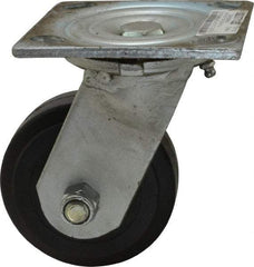 Value Collection - 4" Diam x 1-1/2" Wide x 5-5/8" OAH Top Plate Mount Swivel Caster - Rubber, 250 Lb Capacity, Roller Bearing, 4 x 4-1/2" Plate - Apex Tool & Supply