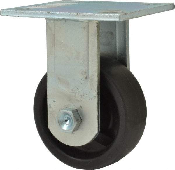 Value Collection - 4" Diam x 1-1/2" Wide x 5-5/8" OAH Top Plate Mount Rigid Caster - Polypropylene, 400 Lb Capacity, Roller Bearing, 4 x 4-1/2" Plate - Apex Tool & Supply