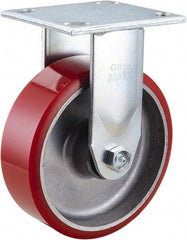 Value Collection - 6" Diam x 2" Wide x 7-1/2" OAH Top Plate Mount Rigid Caster - Polyurethane, 990 Lb Capacity, Roller Bearing, 4 x 4-1/2" Plate - Apex Tool & Supply