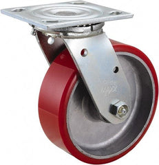 Value Collection - 6" Diam x 2" Wide x 7-1/2" OAH Top Plate Mount Swivel Caster - Polyurethane, 990 Lb Capacity, Roller Bearing, 4 x 4-1/2" Plate - Apex Tool & Supply