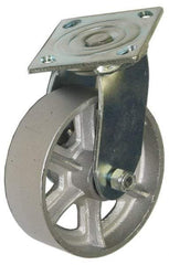 Value Collection - 4" Diam x 2" Wide x 5-5/8" OAH Top Plate Mount Swivel Caster - Semi-Steel, 1,000 Lb Capacity, Roller Bearing, 4-1/2 x 6-1/4" Plate - Apex Tool & Supply