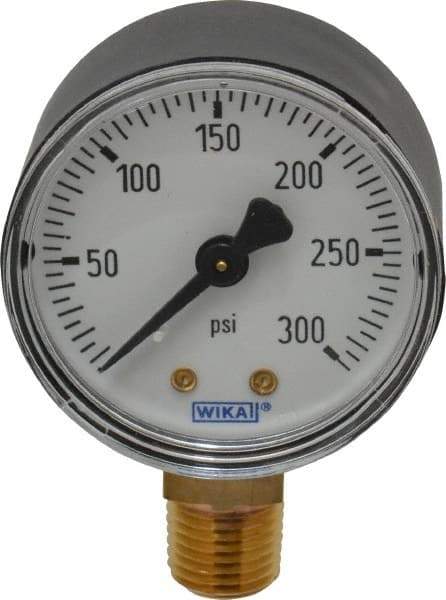 Wika - 2" Dial, 1/4 Thread, 0-300 Scale Range, Pressure Gauge - Lower Connection Mount, Accurate to 3-2-3% of Scale - Apex Tool & Supply