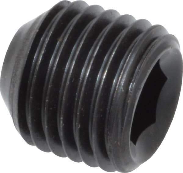 Value Collection - 3/8-24 UNF, 3/8" OAL, Flat Point Set Screw - Grade 8 Alloy Steel, 3/16" Key - Apex Tool & Supply