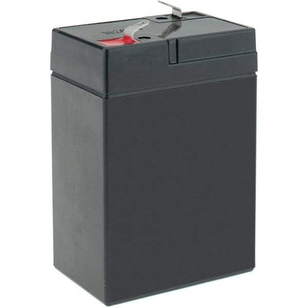 Mule - Lead-Acid, Quick-Disconnect Tab Terminal, 6 Volt, 4.5 Amp, Lead Rechargeable Battery - 3/16" Tab Width x 0.032" Tab Thickness, 1.77" Wide x 3.98" High x 2.76" Deep - Apex Tool & Supply