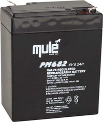 Mule - Lead-Acid, Quick-Disconnect Tab Terminal, 6 Volt, 8 Amp, Lead Rechargeable Battery - 6.35mm Tab Width x 0.8mm Tab Thickness, 2.2" Wide x 4.61" High x 3.86" Deep - Apex Tool & Supply