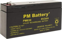 Mule - Lead-Acid, Quick-Disconnect Tab Terminal, 8 Volt, 3 Amp, Lead Rechargeable Battery - 3/16" Tab Width x 0.032" Tab Thickness, 1.44" Wide x 2.47" High x 5-1/4" Deep - Apex Tool & Supply