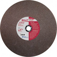 Sait - 12" 24 Grit Aluminum Oxide Cutoff Wheel - 1/8" Thick, 20mm Arbor, 6,300 Max RPM, Use with Portable Tools - Apex Tool & Supply