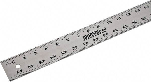 Johnson Level & Tool - 48" Long, 1/8, 1/16" Graduation, Aluminum Rule - English Graduation Style, Gray, Anodized Finish - Apex Tool & Supply