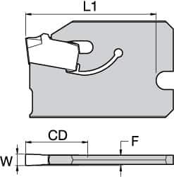Kennametal - 3/4" Blade Height, 0.0669" Blade Width, 1" OAL, Neutral Cut, Single End Indexable Cut-Off Blade - 16mm Max Depth of Cut, A2BHSN Blade - Apex Tool & Supply