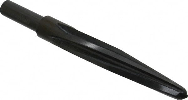 Made in USA - 11/16" Reamer Diam, 3/8" Small End Diam, 1/2" Diam Straight Shank, 4-1/4" Flute, Bridge Reamer - Apex Tool & Supply