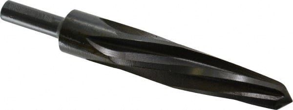 Made in USA - 1" Reamer Diam, 19/32" Small End Diam, 1/2" Diam Straight Shank, 5" Flute, Bridge Reamer - Apex Tool & Supply