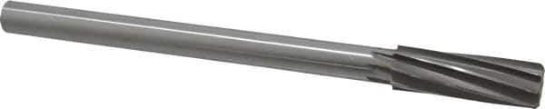 Made in USA - 23/32" High Speed Steel 8 Flute Chucking Reamer - Spiral Flute, 0.5615" Straight Shank, 2-1/4" Flute Length, 9" OAL - Apex Tool & Supply