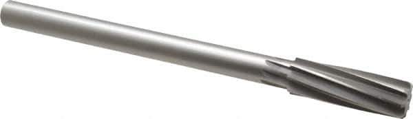 Made in USA - 13/16" High Speed Steel 8 Flute Chucking Reamer - Spiral Flute, 5/8" Straight Shank, 2-1/2" Flute Length, 9-1/2" OAL - Apex Tool & Supply