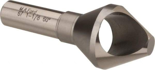 M.A. Ford - 1-1/8" Head Diam, 1/2" Shank Diam, 0 Flute 60° High Speed Steel Countersink - Bright Finish, 2-7/8" OAL, Single End, Straight Shank, Right Hand Cut - Apex Tool & Supply