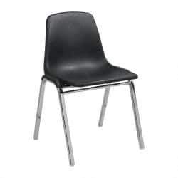 NPS - Polypropylene Black Stacking Chair - Silver Frame, 22 Inch Wide x 22-1/4 Inch Deep x 31 Inch High - Apex Tool & Supply