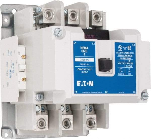 Eaton Cutler-Hammer - 3 Pole, 110 VAC at 50 Hz, 120 VAC at 60 Hz and 600 Volt, 135 Continuous Amp, 1 hp, Open NEMA Combination Starter - ABS Type Approved, cUL Listed, NEMA ICS 2-1993, UL Listed - Apex Tool & Supply