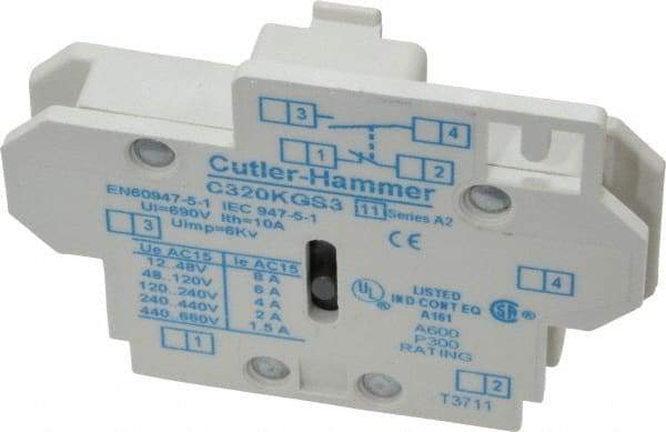 Eaton Cutler-Hammer - Starter Auxiliary Contact - For Use with 10-60A Contactors - Apex Tool & Supply