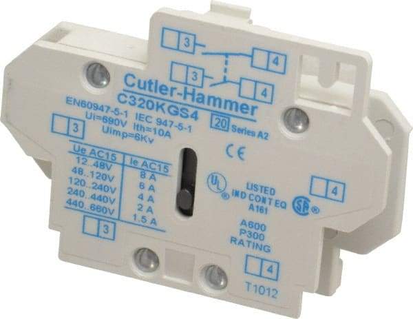 Eaton Cutler-Hammer - Starter Auxiliary Contact - For Use with 10-60A Contactors - Apex Tool & Supply