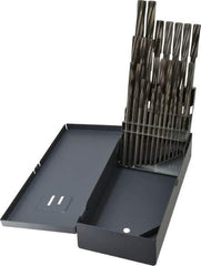 Made in USA - 1/16" to 1/2", Chucking Reamer Set - Spiral Flute, Right Hand Cut, 29 Pieces - Apex Tool & Supply