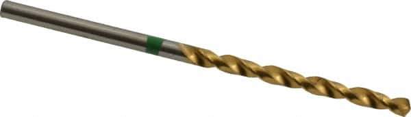 Accupro - #39 135° Cobalt Jobber Drill - TiN Finish, Right Hand Cut, Spiral Flute, Straight Shank, 57mm OAL, Split Point - Apex Tool & Supply
